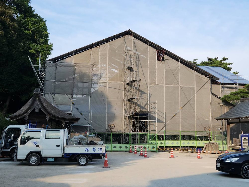 滋賀県「白鬚神社本殿 重要文化財」素屋根工事